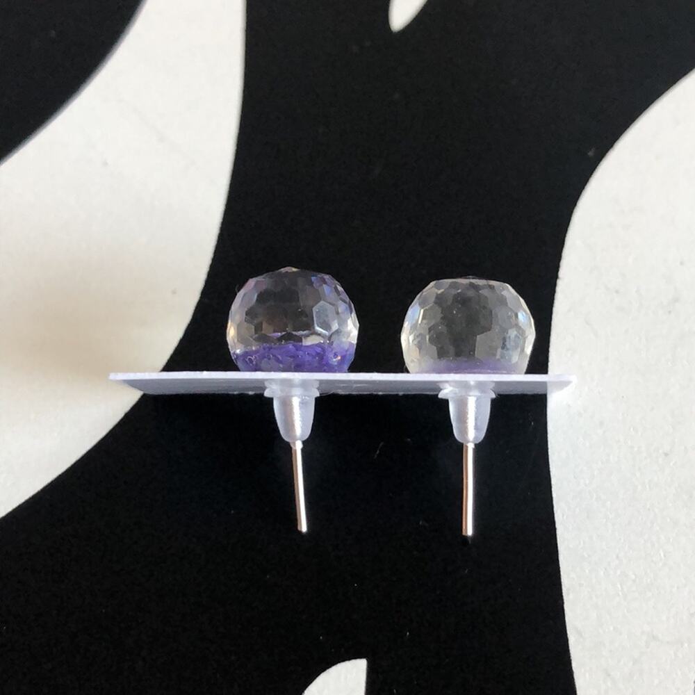 4 for $20 Round Purple Glitter Stud Earrings - Picture 3 of 3